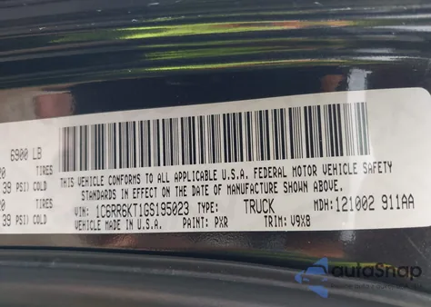 2016 Ram 1500 Express z USA, uszkodzony, nr VIN 1C6RR6KT1GS195023